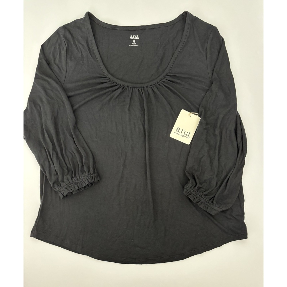 a.n.a Women's Black Long Sleeve Blouse PS minimalist cottagecore Careercore
